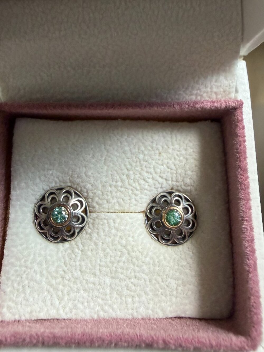 PANDORA RARE vintage Allure Sterling Silver 14K Gold Studs